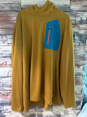 Xersion Men's Brown Hoodie with Teal Pocket and Orange Zipper